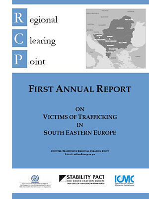 FIRST ANNUAL REPORT ON VICTIMS OF TRAFFICKING IN SOUTH EASTERN EUROPE - IOM-International Organization for Migration, Stability Pact for South Eastern Europe, ICMC-International Catholic Migration Commission, Laurence Hunzinger , Pamela Sumner Coffey, 2003